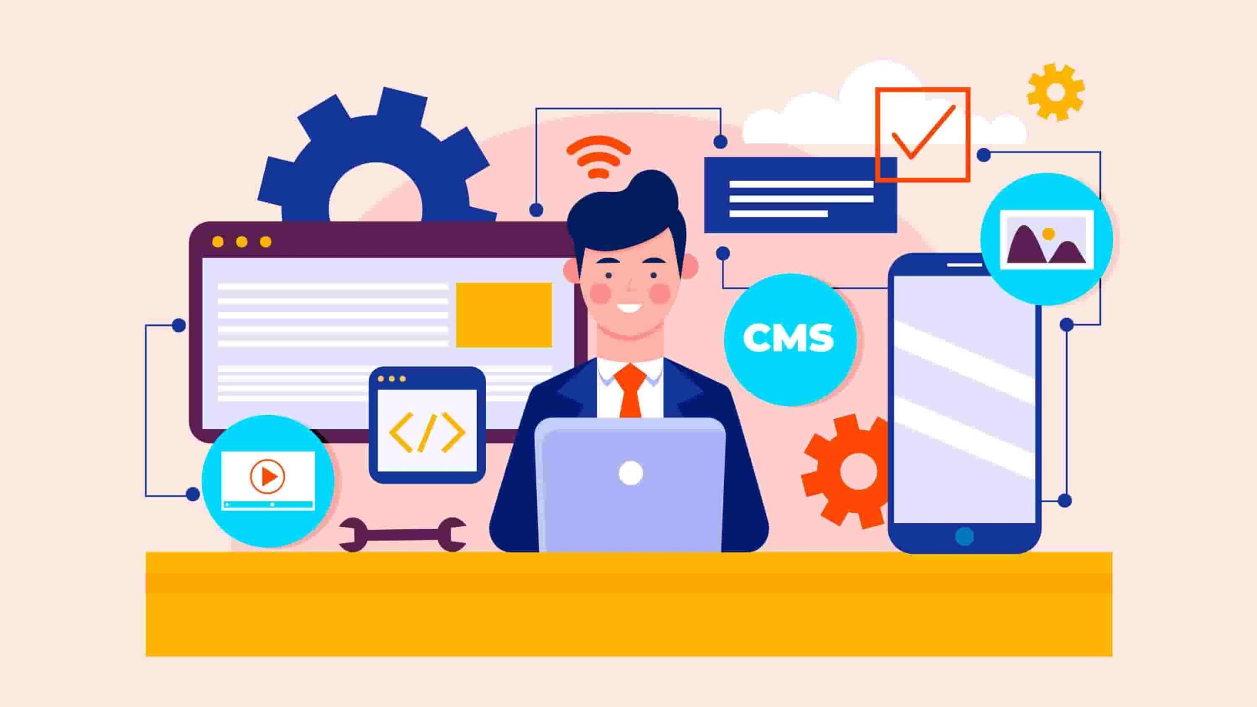 Vector de software de servicios. Persona trabajando