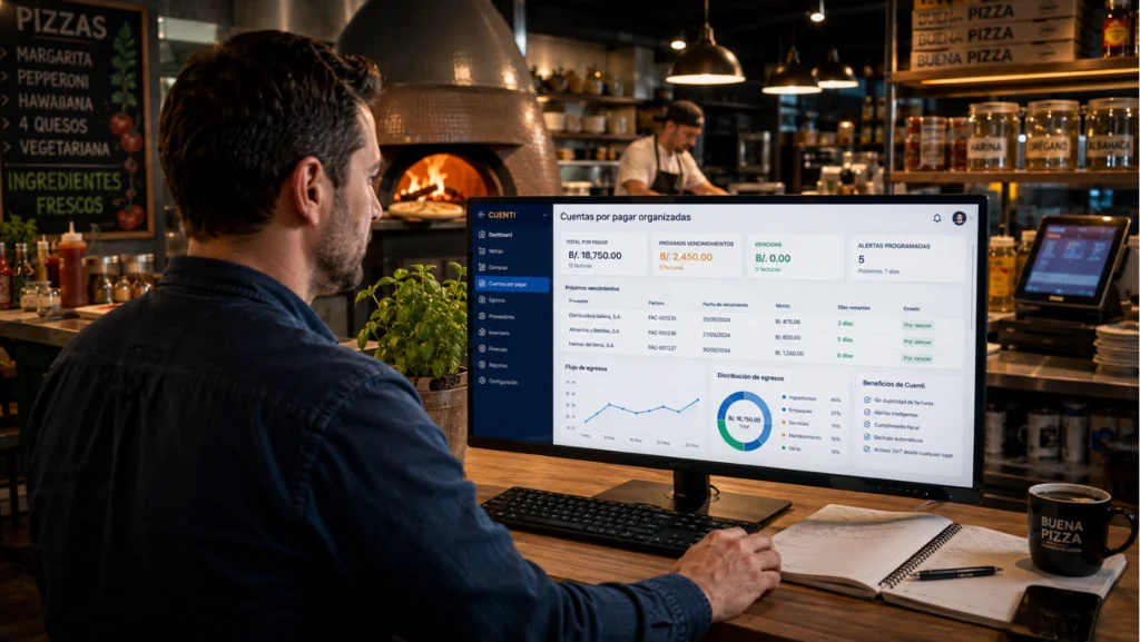 Gestión de cuentas por pagar: manejo del software CUENTI en una pizzería.