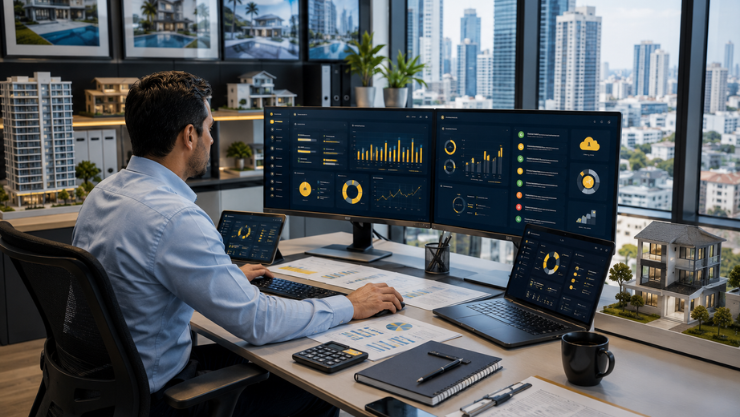 Administración de propiedad horizontal: Administrador teniendo todo en orden en su software.