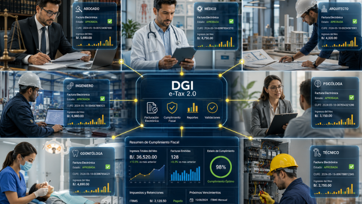 Impuestos para profesionales independientes: Diferentes profesiones, todas manejando sus procesos desde el portal de la DGI.