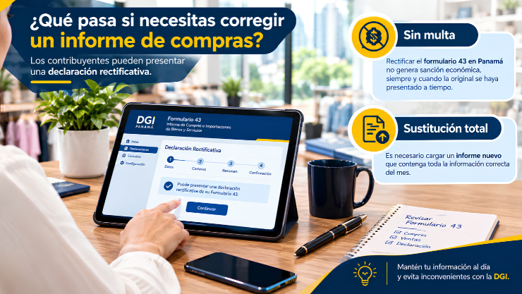 Formulario 43 en Panamá: Explicación descriptiva del proceder ante un error en la presentación del informe de compras. 